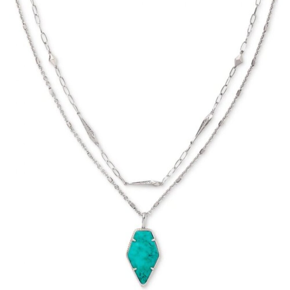 Kendra Scott Turquoise & Silver-Tone Framed Tessa 29-1/2" Multi-Strand Necklace - Picture 2 of 5